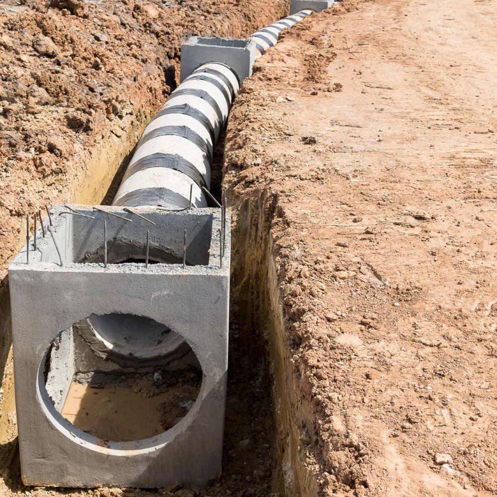 Plumbing being installed underground.